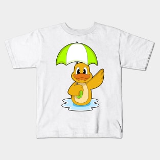 Duck Swimming Umbrella Kids T-Shirt